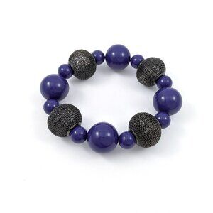 Purple & Black Mesh &  Beads Bracelet